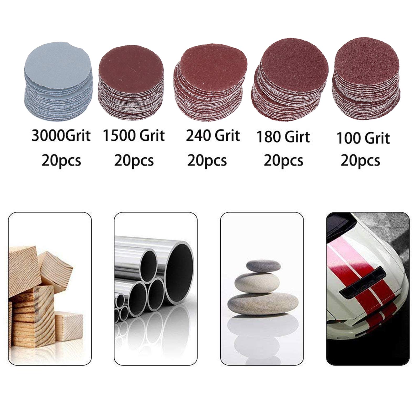 Kit 20pcs Ponceuse Tambour - Manchons Abrasifs Avec 4 Tambours Caoutchouc Et Étui Pour Perceuse